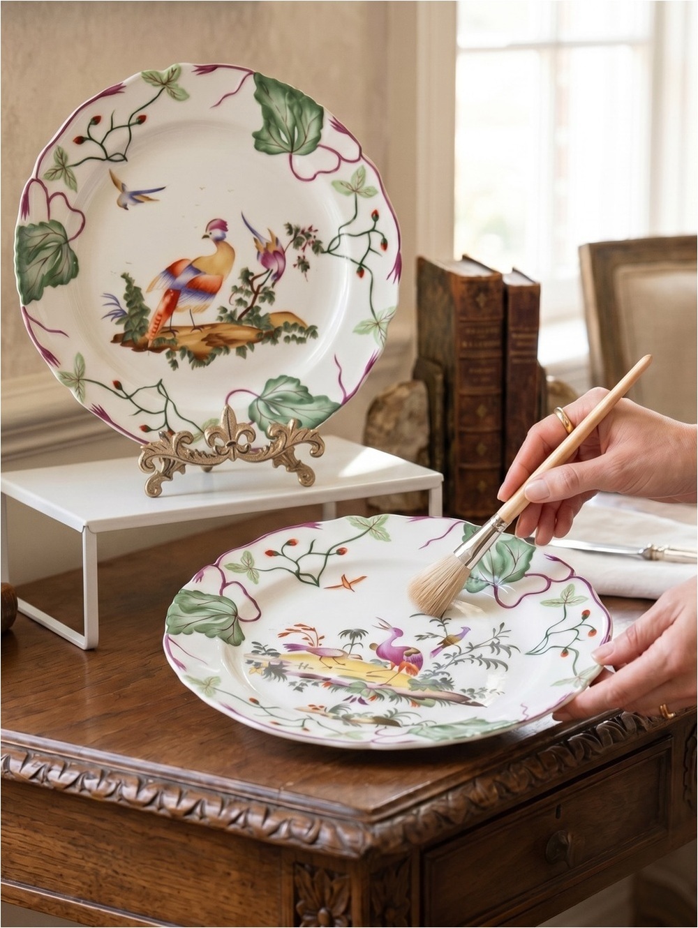 Vintage 1970’s Chelsea Birds Pattern dinner plates with raised details Set of 2